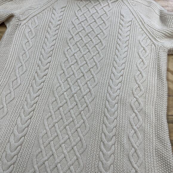 Talbots Cable Knit Turtleneck Fisherman Sweater Medium Wool Cashmere Cotton - Picture 5 of 8